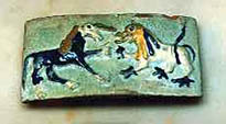 Oven tile from imperial travelling palace. Slotino village. 17th century.