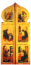 Благовещенье и Евангелисты. Царские врата. 1425-1427 гг. Мастерская Андрея Рублёва