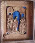 Miniature icon. The Appearance of the Virgin to St. Sergius of  Radonezh. Sergiev  Posad. 1869. 