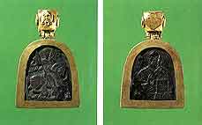 St. George and St. Nicholas. Pectoral icon. 14th century. Moscow. Obverse. Reverse