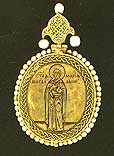Panagia. Late 16th  early 17th century. Belonged to Patriarch   Filaret  Nikitich.  Reverse. Engraving and niello. Mary Magdalene