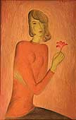 Zhuruhin E.P. The girl with a flower. 1965. Canvas, oil.