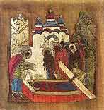 The Burial of  St.  Anna. Icon-cloth. Second half of the 15th century
