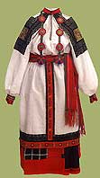 Female wedding costume. Early 19th century. Voronezh region. Wool. Flax. Gold threads. Embroidery. Weaving 