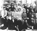 1933. The museum staff. Standing: Chemigin, Shatunov, Maslov, Gorchakov, Boliurin, Chernokhvostov, Ryabinkina, Preobrazhensky, Kokorev, Novikov, Popova-Kurbatova.2d range: B.Shchipachev, Solovyeva, Komarov, Pchelkina.3d range: Dmitriyev, Shatunova, Belova, Pleshakov (stable-man).