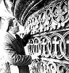 1966. V.I. Baldin examining the Trinity Cathedral.  
