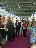 Visitors at the exhibition stands 