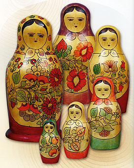 Matryoshka, 10-pieces. 1953. Gorki region, Semyonov 